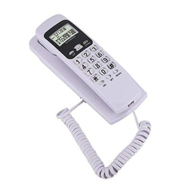 Imagem de Serounder Telefone montado na parede, mini telefone com fio pendurado ID de chamadas Hotel Home Office Telefone fixo com visor LCD Suporte à luz de fundo DTMF/FSK (branco)