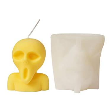 Imagem de vela crânio silicone 3D para fabricação velas, modelo vela perfumada Halloween, crânio silicone para artesanato, faça você mesmo, Dia das Bruxas, Dia das Bruxas, presente decoração para casa