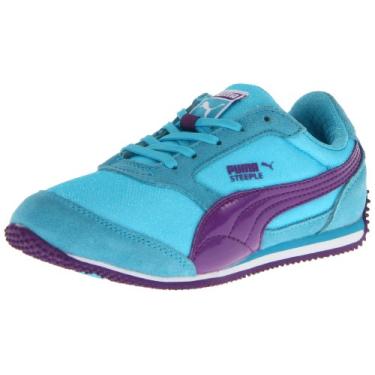 Imagem de PUMA Tênis fashion Steeple Glitter Jr (criança pequena/criança grande), Atol azul/Amaranto roxo, 12.5 Little Kid