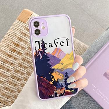 Imagem de Capa de telefone pintada à mão para iphone x xs max xr capa de cenário capa dura à prova de choque para iphone 6s 7 8 plus se 2 12 13 11 pro max, roxo lyfg 3, para iphone 11