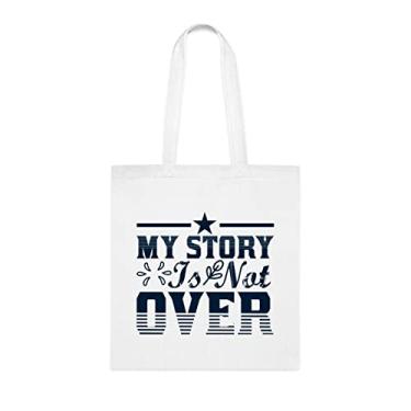 Imagem de Sacola My Story Is Not Over, presente divertido, bolsa de ombro, bolsas reutilizáveis, cesta de Natal de aniversário, ideia de presente, Branco