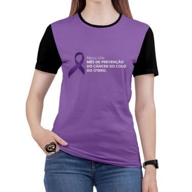 Imagem de Camiseta Março Lilás Plus Size Feminina Blusa - Alemark