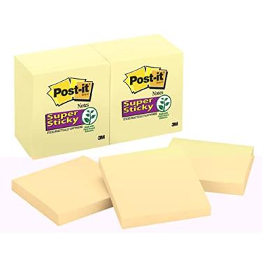 Imagem de Post-it Notas Super Sticky 76 x 76 mm – 90 folhas – Amarelo, conjunto de 12