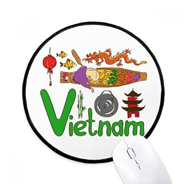 Imagem de DIYthinker Tapete de mouse com estampa de marco nacional do Vietnã para mesa de escritório tapete redondo para computador