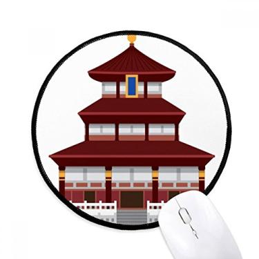 Imagem de DIYthinker Tapete de mouse com padrão de marco de templo de arquitetura da China, tapete redondo para computador