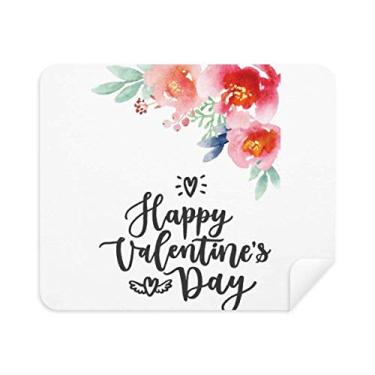 Imagem de DIYthinker Limpador de tela Happy Valentine com citações de flores 2 peças de tecido de camurça