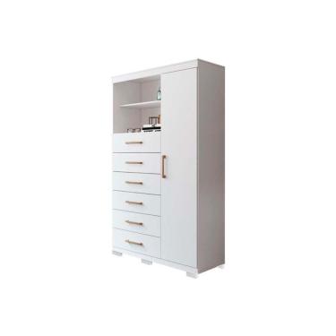 Imagem de Cômoda Infantil Marabá 1.6 1 Porta e 6 Gavetas c/ Pés Branco - Santos Andirá