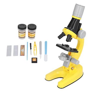 Imagem de Microscópio Infantil, Plástico Ajustável de ângulo de Alta Definição Microscópio Infantil Profissional para Casa para Observação (Amarelo)