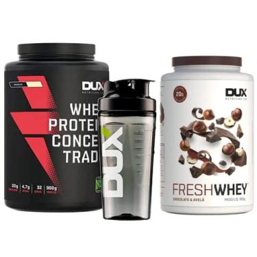 Imagem de Whey Protein Concentrado Pote (900G) - Sabor Baunilha, Dux Nutrition Coqueteleira DUX Fresh Whey Chocolate e Avelã 900g - Dux Nutrition