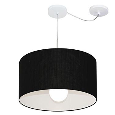 Imagem de Lustre Pendente com Desvio de Centro Cúpula Tecido 45x30 cm, Vivare Iluminação, Pendente4229 PR, Preto, Médio