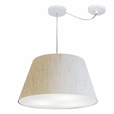 Imagem de Lustre Pendente com Desvio de Centro Cúpula 30/35x50 cm, Vivare Iluminação, Pendente4278 LLA, Linho Bege, Médio