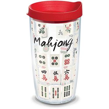 Imagem de Tervis Copo de viagem Mahjong Game Made in USA com isolamento térmico de parede dupla mantém as bebidas frias e quentes, 473 ml, transparente