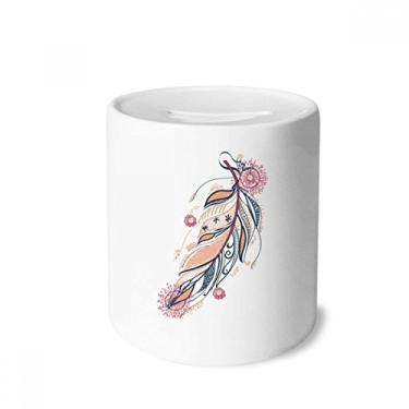 Imagem de DIYthinker Caixa de moedas de cerâmica com estampa de flor rosa para mulheres, presente de cofrinho