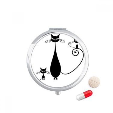 Imagem de Caixa de comprimidos com desenho de animal de Dia das Bruxas Black Cat Family