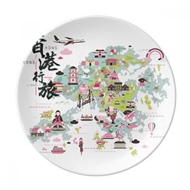 Imagem de Bem-vindo à China Mapa de Hong Kong Placa de sobremesa Decorativa de Porcelana 20,32 cm Dinner Home