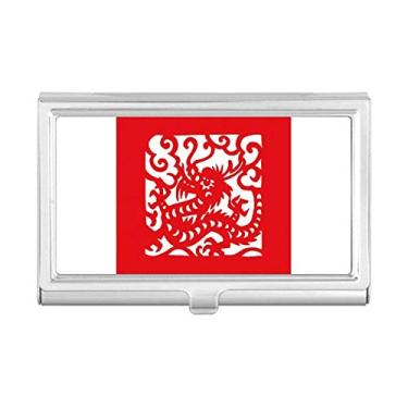 Imagem de Porta-cartões de visita com dragão animal chinês zodíaco cortado em papel