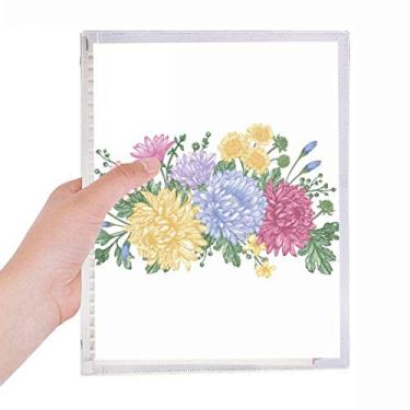 Imagem de Caderno de flores de crisântemo Greenery com folhas soltas e diário recarregável