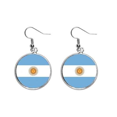 Imagem de Brinco feminino com pingente de orelha de prata com bandeira nacional da Argentina da América do Sul