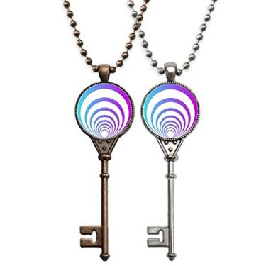 Imagem de OFFbb-USA Radiation Line Relógio Cone Chaveiro Colar Pingente Joias Decoração de Casal