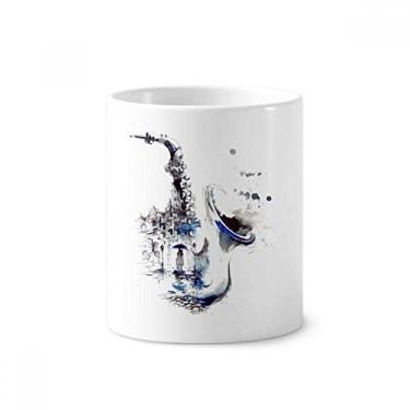 Imagem de Sax Building Guarda-chuva Aquarela Escova de Dentes Suporte Caneca, Suporte de Cerâmica