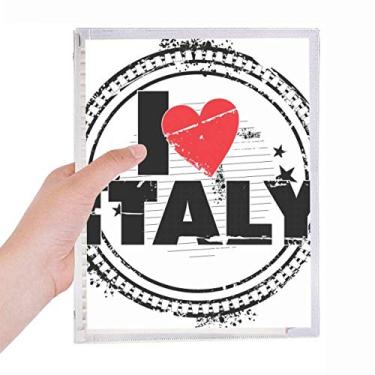 Imagem de Caderno I Love Italy Word Love Heart Circle Stamp Notebook Folhas Soltas Diário Recarregável Diário Papelaria