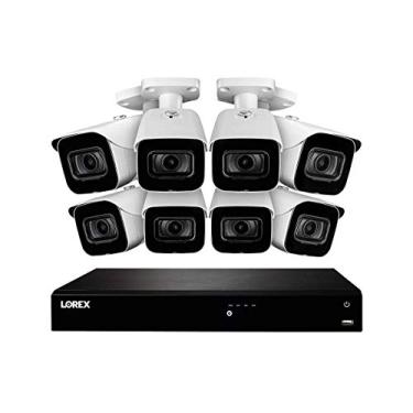 Imagem de Lorex HDIP88W 4K Sistema de Vigilância de Vídeo w/Lorex N861D63B 3 TB NVR e 8 E861AB 4K bala câmeras com detecção de movimento inteligente e Smart Home Voice Control