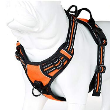 Imagem de (X-Large, Orange) - JUXZH Soft Front Dog Harness .Best Reflective No Pull Harness with handle and Two Leash Attachments
