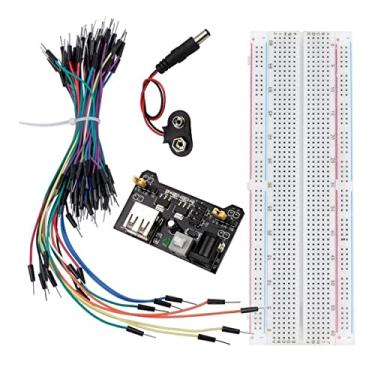 Imagem de Kit Protoboard 830 + 65 Jumpers + Regulador Tensão + Clip de bateria 9V para Arduino