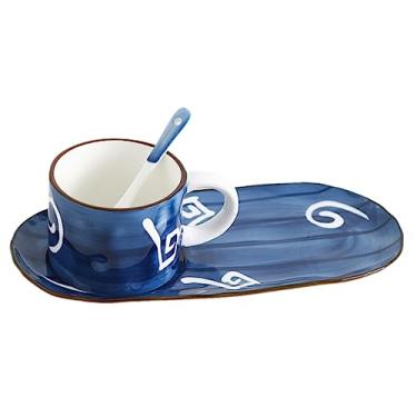 Imagem de HEMOTON 1 Conjunto Xícara De Café e Pires Caneca De Capuccino Xícaras De Café Expresso Xícara De Café Mocha Xícara e Pires Colher Caneca De Porcelana Cerâmica Estilo Japonês Taça Mocha