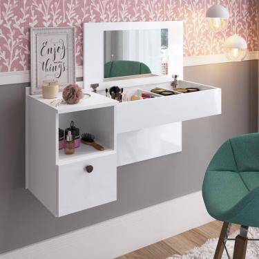 Imagem de Penteadeira Camarim com Espelho Suspensa 1 Gaveta MU111 Decibal Branco