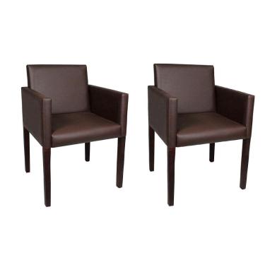 Imagem de Kit 2 Poltronas Nina Executiva em Tecido Sintético  - Marrom Café