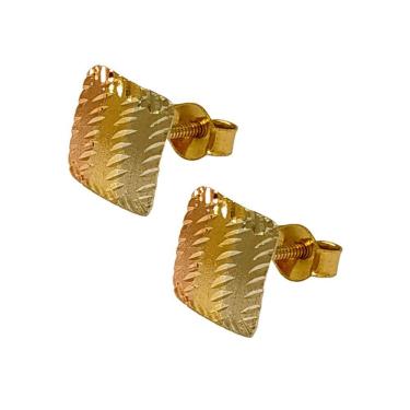 Imagem de Brinco Em Ouro 10k 416 3 Cores Quadrado Pequeno