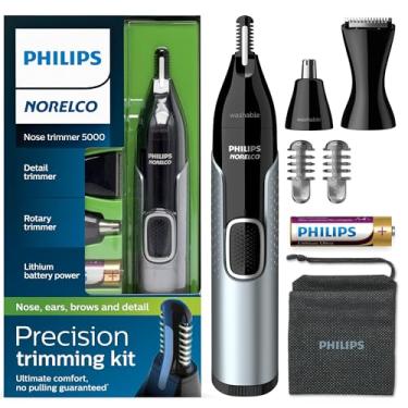Imagem de Philips Norelco Aparador de nariz 5000, para nariz, orelhas, sobrancelhas, preto e prata, NT5600/42