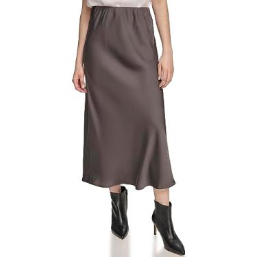 Imagem de Calvin Klein Saia reta feminina com cordão, Carvão, P