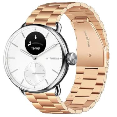 Imagem de Compatível com pulseiras Smartwatch Withings, Lamshaw 18 mm, pulseira de substituição de metal de aço inoxidável de 20 mm para homens e mulheres compatível com Withings ScanWatch 2 de 42 mm/ScanWatch Horizon/ScanWatch 42 mm/Aço HR 40 mm/Aço HR Sport/ScanWatch 38 mm/ScanWatch 2 38 mm/ScanWatch Light/
