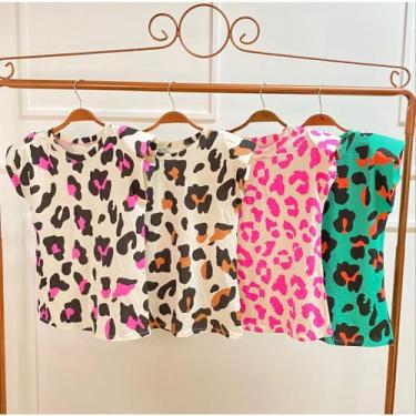 Imagem de Blusa Feminina T-Shirt Muscle Com Ombreira  Animal Print Moda - Filó M