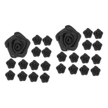Imagem de Zerodeko 100 Peças Mini flores de rosas flores falsas rosas falsas guarnição preta vestuário decoração rosa presilhas de cabelo rosa falsa roupas artesanato flores costurando rosas volume