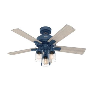 Imagem de Hunter Fan Company, 50328, Ventilador de teto Hartland com kit de luz LED e corrente de puxar azul índigo 111,8 cm