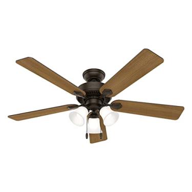 Imagem de Hunter Fan Company 50887, Ventilador de teto de LED de bronze Swanson de 132 cm, corrente de puxar, ventiladores de teto de quarto com luzes