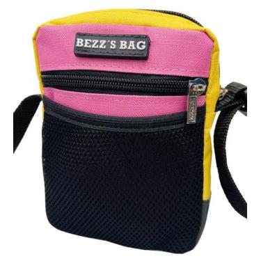 Imagem de Bolsa Shoulder Bag Bezz Transversal Moda Unisexx Pochete Rosa/Amarelo