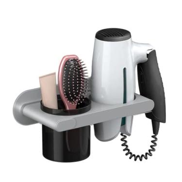 Imagem de Suporte para Secador de Cabelos e Porta Escovas (Cinza)