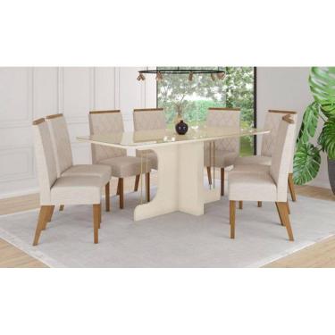 Imagem de Mesa de Jantar Mavi 200 C. Vidro 8 Cad. Nina Linho - Henn