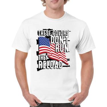 Imagem de Camiseta masculina These Colors Don't Run They Reload 2nd Amendment 2A Don't Tread on Me Second Right Bandeira Americana, Branco, 4G