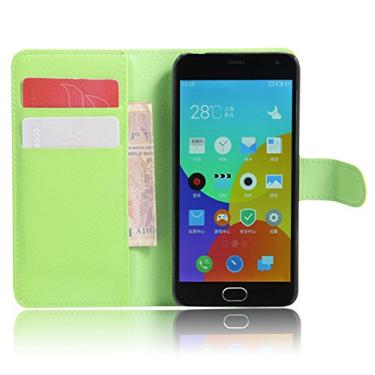 Imagem de Capa carteira MEIZU M2, capa carteira flip de couro PU premium com compartimento para cartão, suporte e fecho magnético [capa interna de TPU à prova de choque] compatível com MEIZU M2