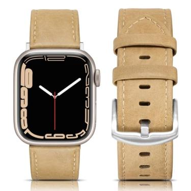 Imagem de EDIMENS Pulseiras de couro compatível com Apple Watch séries 9, 8, 7, 6, 5, 4, 3, 2, 1 e SE2 de 49 mm, 45 mm, 42 mm e 44 mm