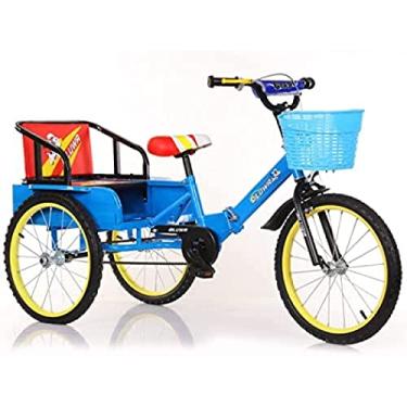 Imagem de Triciclo dobrável para crianças de 2 a 12 anos, bicicletas de 3 rodas ao ar livre de 14/16/18 polegadas com cesta e assento traseiro, para aniversário de uma criança, azul a, 14 polegadas