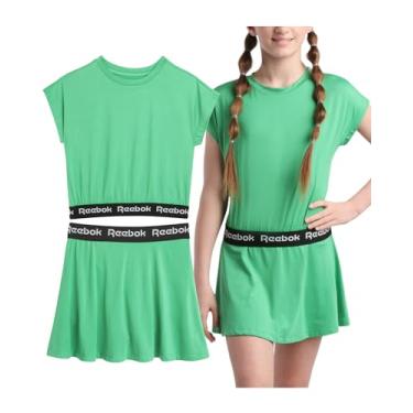 Imagem de Reebok Conjunto de saia ativa para meninas - 2 peças de camiseta de desempenho e saia atlética - conjunto de saia de tênis plissada para meninas (7-12), Verde esportivo, 10