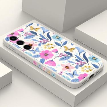 Imagem de LEECG Capa para Samsung Galaxy S23 Plus, capa para Samsung S23 Plus, design de padrão criativo, capa protetora fina de silicone para celular S23 Plus 6,6 polegadas - flor branca