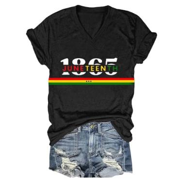Imagem de Juneteenth Camiseta feminina Black History Emancipation Day Shirt 1865 Celebrate Freedom Tops Graphic Summer Casual, A1c-preto, M