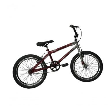 Imagem de Bicicleta Aro 20 Bmx Cross Free Style Cromada Com Vermelho